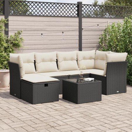 Set de sofás de jardín 7 pzas con cojines ratán sintético negro von , Gartensets - Ref: Foro24-3325292, Preis: 420,43 €, Raba...