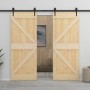 Schiebetür mit Beschlägen aus massivem Kiefernholz, 90 x 210 cm von vidaXL, Türen - Ref: Foro24-3057588, Preis: 340,76 €, Rab...