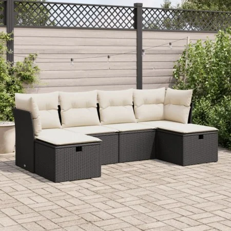 Set de sofás de jardín 6 piezas y cojines ratán sintético negro by , Garden sets - Ref: Foro24-3325322, Price: 342,78 €, Disc...