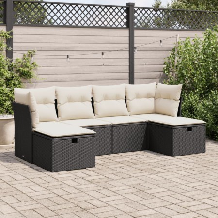 Set de sofás de jardín 6 piezas y cojines ratán sintético negro von , Gartensets - Ref: Foro24-3325322, Preis: 347,37 €, Raba...