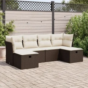 Set sofás de jardín 6 piezas y cojines ratán sintético marrón by , Garden sets - Ref: Foro24-3325329, Price: 366,45 €, Discou...