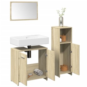 Set de muebles de baño 3 pzas madera contrachapada roble Sonoma by , Bathroom furniture - Ref: Foro24-3324971, Price: 91,16 €...