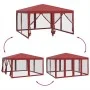 Carpa para fiestas con 8 paredes de malla HDPE rojo 4x4 m by , tents - Ref: Foro24-4010065, Price: 127,15 €, Discount: %