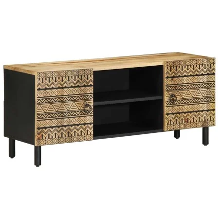 Mueble de TV madera maciza de mango rugosa negro 105x33,5x46 cm by , CD and DVD storage - Ref: Foro24-4018628, Price: 105,89 ...
