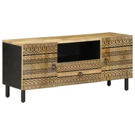 Mueble de TV madera maciza de mango rugosa negro 105x33,5x46 cm by , CD and DVD storage - Ref: Foro24-4018642, Price: 84,32 €...