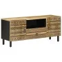 Mueble de TV madera maciza de mango rugosa negro 105x33,5x46 cm de , Almacenamiento para CD y DVD - Ref: Foro24-4018642, Prec...