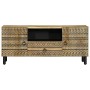 Mueble de TV madera maciza de mango rugosa negro 105x33,5x46 cm by , CD and DVD storage - Ref: Foro24-4018642, Price: 84,89 €...
