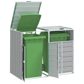 Cobertizo contenedores dobles basura acero gris 144x81x113 cm by , Waste container supports - Ref: Foro24-4006176, Price: 150...