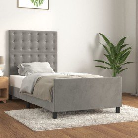 Estructura de cama sin colchón terciopelo gris claro 90x200 cm Estructura de cama sin colchón terciopelo gris claro 90x200 cm