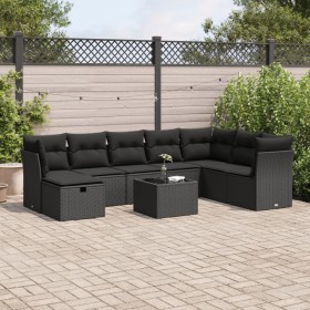 Set de sofás de jardín con cojines 9 pzas ratán sintético negro de , Conjuntos de jardín - Ref: Foro24-3325341, Precio: 577,6...