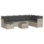 Set muebles jardín 9 pzas y cojines ratán sintético gris claro by , Garden sets - Ref: Foro24-3325348, Price: 593,96 €, Disco...