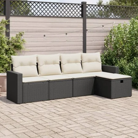 Set de muebles de jardín 5 pzas y cojines ratán sintético negro de , Conjuntos de jardín - Ref: Foro24-3325362, Precio: 297,9...
