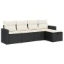 Set de muebles de jardín 5 pzas y cojines ratán sintético negro de , Conjuntos de jardín - Ref: Foro24-3325362, Precio: 297,9...