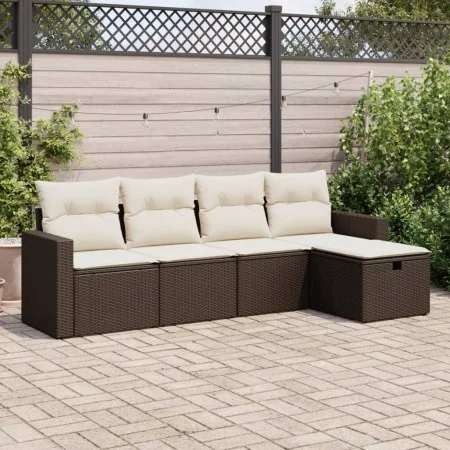 Set comedor de jardín 5 piezas y cojines ratán sintético marrón de , Conjuntos de jardín - Ref: Foro24-3325369, Precio: 327,8...