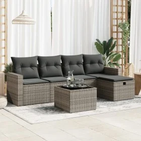 Set de muebles de jardín 6 pzas y cojines ratán sintético gris by , Garden sets - Ref: Foro24-3325376, Price: 357,37 €, Disco...