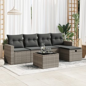 Set de muebles de jardín 6 pzas y cojines ratán sintético gris von , Gartensets - Ref: Foro24-3325376, Preis: 362,62 €, Rabat...