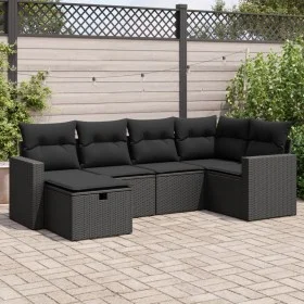 Set de sofás de jardín 6 piezas y cojines ratán sintético negro von , Gartensets - Ref: Foro24-3325381, Preis: 420,70 €, Raba...