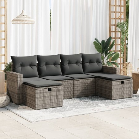 Set de muebles de jardín 6 pzas y cojines ratán sintético gris by , Garden sets - Ref: Foro24-3325426, Price: 369,35 €, Disco...