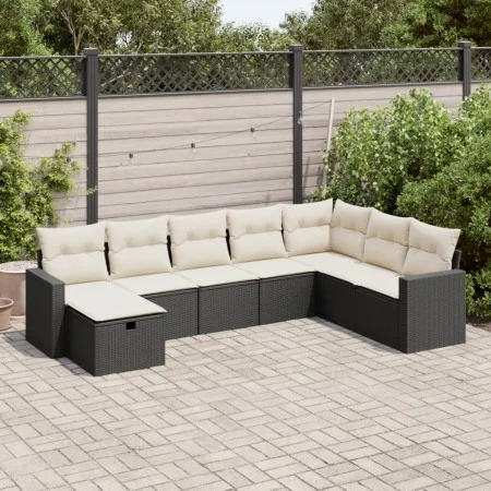 Set de sofás de jardín y cojines 8 piezas ratán sintético negro de , Conjuntos de jardín - Ref: Foro24-3325432, Precio: 461,4...