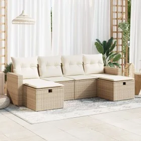 Juego de sofás jardín con cojines 6 pzas ratán sintético beige by , Garden sets - Ref: Foro24-3325424, Price: 434,08 €, Disco...