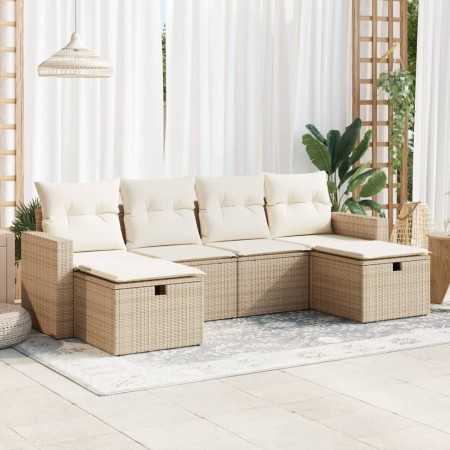 Juego de sofás jardín con cojines 6 pzas ratán sintético beige by , Garden sets - Ref: Foro24-3325424, Price: 454,96 €, Disco...