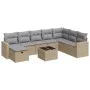 Set de sofás de jardín con cojines 9 pzas ratán sintético beige by , Garden sets - Ref: Foro24-3325445, Price: 579,40 €, Disc...
