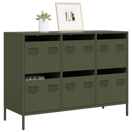 Aparador de acero laminado en frío verde oliva 101,5x39x73,5 cm by , Sideboards - Ref: Foro24-851266, Price: 133,75 €, Discou...