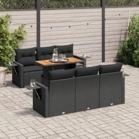 Set de sofás de jardín 7 pzas con cojines ratán sintético negro by , Garden sets - Ref: Foro24-3327107, Price: 594,70 €, Disc...