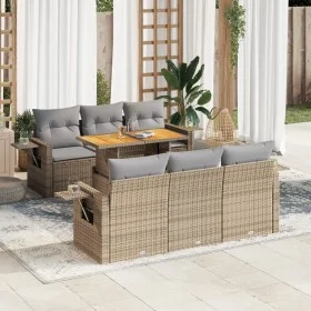 Set sofás de jardín 7 piezas y cojines ratán sintético beige by , Garden sets - Ref: Foro24-3327111, Price: 558,57 €, Discoun...