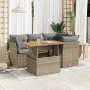 Juego de sofás jardín con cojines 5 pzas ratán sintético beige by , Garden sets - Ref: Foro24-3326922, Price: 376,15 €, Disco...