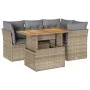 Juego de sofás jardín con cojines 5 pzas ratán sintético beige by , Garden sets - Ref: Foro24-3326922, Price: 376,15 €, Disco...