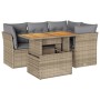 Juego de sofás jardín con cojines 5 pzas ratán sintético beige by , Garden sets - Ref: Foro24-3326922, Price: 382,57 €, Disco...