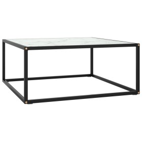 Black coffee table with white marble glass 80x80x35 cm by vidaXL, Coffee table - Ref: Foro24-322877, Price: 62,02 €, Discount: %