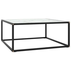 Black coffee table with white marble glass 80x80x35 cm by vidaXL, Coffee table - Ref: Foro24-322877, Price: 61,41 €, Discount: %