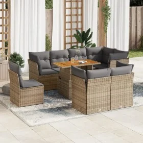 Set de sofás de jardín con cojines 9 pzas ratán sintético beige by , Garden sets - Ref: Foro24-3326943, Price: 630,97 €, Disc...