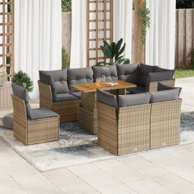 Set de sofás de jardín con cojines 9 pzas ratán sintético beige von , Gartensets - Ref: Foro24-3326943, Preis: 630,36 €, Raba...