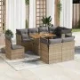 Set de sofás de jardín con cojines 9 pzas ratán sintético beige by , Garden sets - Ref: Foro24-3326943, Price: 630,97 €, Disc...