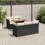 Set de sofás de jardín 6 piezas y cojines ratán sintético negro von , Gartensets - Ref: Foro24-3326884, Preis: 433,53 €, Raba...