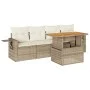 Juego de sofás jardín con cojines 5 pzas ratán sintético beige by , Garden sets - Ref: Foro24-3327096, Price: 428,05 €, Disco...