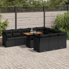 Set de sofás de jardín 11 pzas y cojines ratán sintético negro by , Garden sets - Ref: Foro24-3326974, Price: 747,32 €, Disco...
