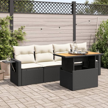 Set de muebles de jardín 5 pzas y cojines ratán sintético negro by , Garden sets - Ref: Foro24-3327094, Price: 351,40 €, Disc...