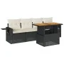 Set de muebles de jardín 5 pzas y cojines ratán sintético negro by , Garden sets - Ref: Foro24-3327094, Price: 345,82 €, Disc...