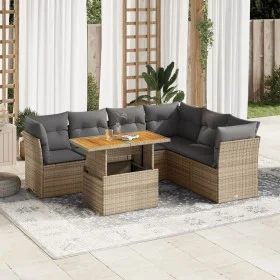 Set sofás de jardín 7 piezas y cojines ratán sintético beige von , Gartensets - Ref: Foro24-3326936, Preis: 476,63 €, Rabatt: %