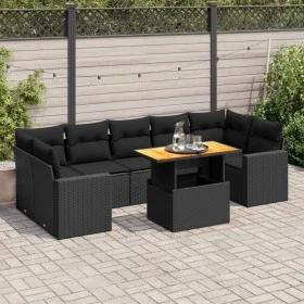 Set de sofás de jardín y cojines 8 piezas ratán sintético negro by , Garden sets - Ref: Foro24-3327009, Price: 566,29 €, Disc...