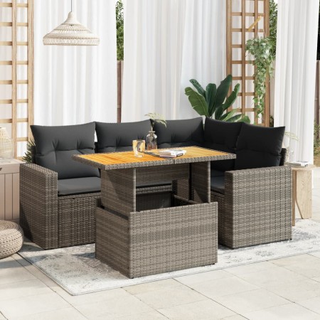 Juego de sofás jardín con cojines 5 pzas ratán sintético gris by , Garden sets - Ref: Foro24-3327035, Price: 392,87 €, Discou...