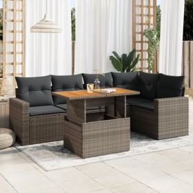 Set de muebles de jardín 6 pzas y cojines ratán sintético gris de , Conjuntos de jardín - Ref: Foro24-3327042, Precio: 449,02...