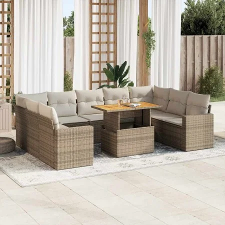 Juego de sofás jardín con cojines beige 10 pzas ratán sintético von , Gartensets - Ref: Foro24-3327082, Preis: 725,24 €, Raba...
