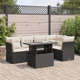 Set de sofás de jardín 6 piezas y cojines ratán sintético negro by , Garden sets - Ref: Foro24-3326157, Price: 425,10 €, Disc...