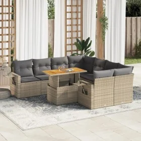 Set de sofás de jardín con cojines 9 pzas ratán sintético beige by , Garden sets - Ref: Foro24-3327132, Price: 659,29 €, Disc...