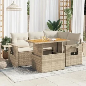 Juego de sofás jardín con cojines 5 pzas ratán sintético beige by , Garden sets - Ref: Foro24-3327145, Price: 448,24 €, Disco...